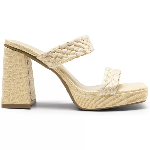 imageDREAM PAIRS Womens Two Braided Strap High Chunky Heels for Women Slip on Open Square Toe Block Platform Heels Sandals Holiday Party Wedding Dress Pumps ShoesNudewoven
