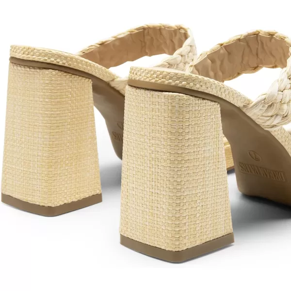 imageDREAM PAIRS Womens Two Braided Strap High Chunky Heels for Women Slip on Open Square Toe Block Platform Heels Sandals Holiday Party Wedding Dress Pumps ShoesNudewoven