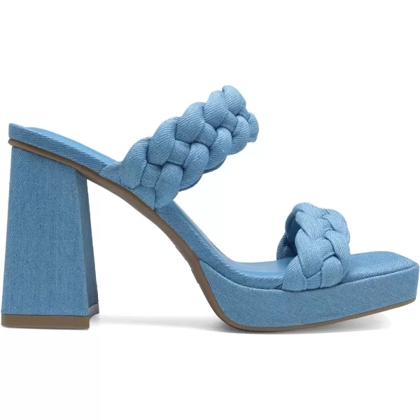 imageDREAM PAIRS Womens Two Braided Strap High Chunky Heels for Women Slip on Open Square Toe Block Platform Heels Sandals Holiday Party Wedding Dress Pumps ShoesDenim Blue