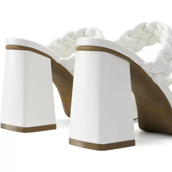 imageDREAM PAIRS Womens Two Braided Strap High Chunky Heels for Women Slip on Open Square Toe Block Platform Heels Sandals Holiday Party Wedding Dress Pumps ShoesWhitepu