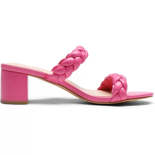 imageDREAM PAIRS Womens Two Braided Strap Low Heels for Women Open Toe Block Chunky Heels Sandals Holiday Party Wedding Dress Pumps ShoesHot Pink