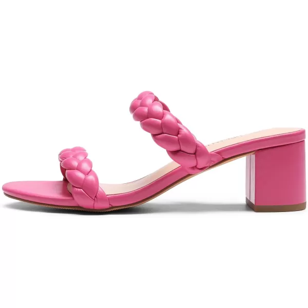 imageDREAM PAIRS Womens Two Braided Strap Low Heels for Women Open Toe Block Chunky Heels Sandals Holiday Party Wedding Dress Pumps ShoesHot Pink