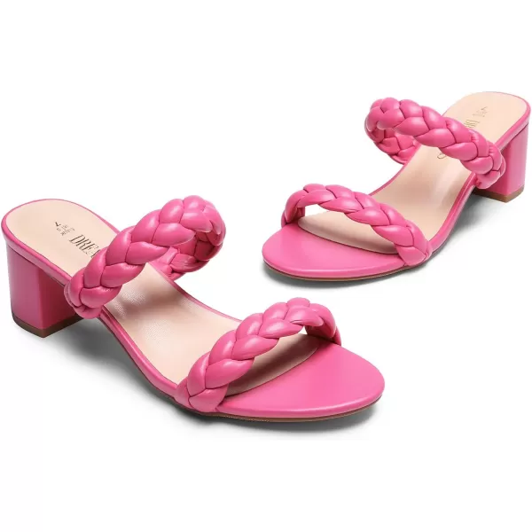imageDREAM PAIRS Womens Two Braided Strap Low Heels for Women Open Toe Block Chunky Heels Sandals Holiday Party Wedding Dress Pumps ShoesHot Pink