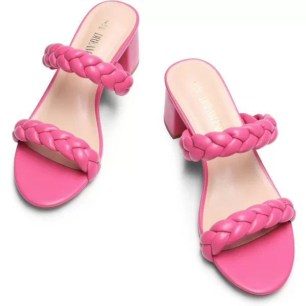 imageDREAM PAIRS Womens Two Braided Strap Low Heels for Women Open Toe Block Chunky Heels Sandals Holiday Party Wedding Dress Pumps ShoesHot Pink