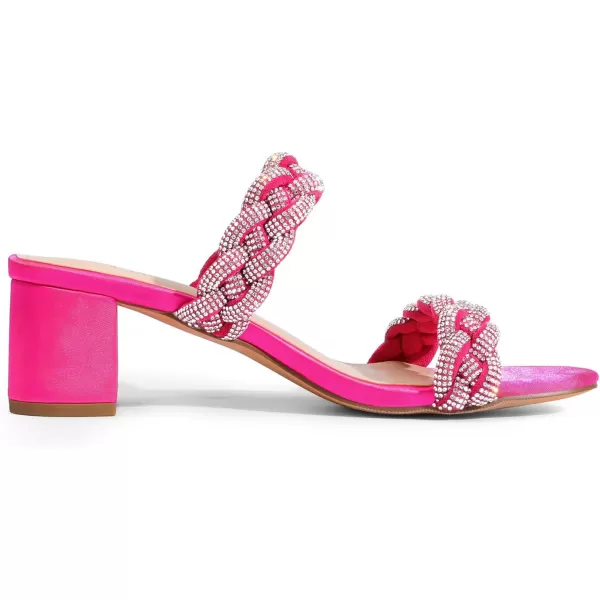 imageDREAM PAIRS Womens Two Braided Strap Low Heels for Women Open Toe Block Chunky Heels Sandals Holiday Party Wedding Dress Pumps ShoesHot Pinkrhinestone