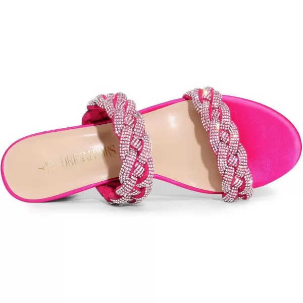 imageDREAM PAIRS Womens Two Braided Strap Low Heels for Women Open Toe Block Chunky Heels Sandals Holiday Party Wedding Dress Pumps ShoesHot Pinkrhinestone