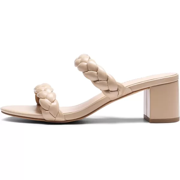 imageDREAM PAIRS Womens Two Braided Strap Low Heels for Women Open Toe Block Chunky Heels Sandals Holiday Party Wedding Dress Pumps ShoesNude