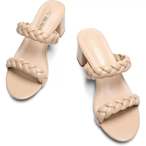 imageDREAM PAIRS Womens Two Braided Strap Low Heels for Women Open Toe Block Chunky Heels Sandals Holiday Party Wedding Dress Pumps ShoesNude