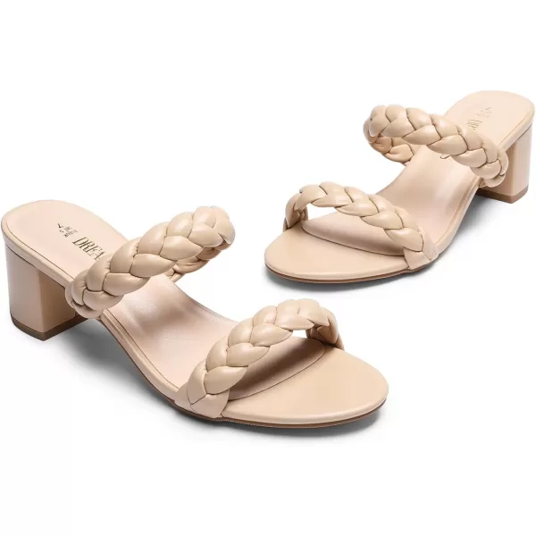 imageDREAM PAIRS Womens Two Braided Strap Low Heels for Women Open Toe Block Chunky Heels Sandals Holiday Party Wedding Dress Pumps ShoesNude