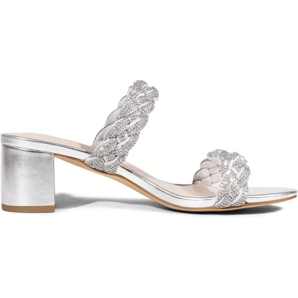 imageDREAM PAIRS Womens Two Braided Strap Low Heels for Women Open Toe Block Chunky Heels Sandals Holiday Party Wedding Dress Pumps ShoesSilver