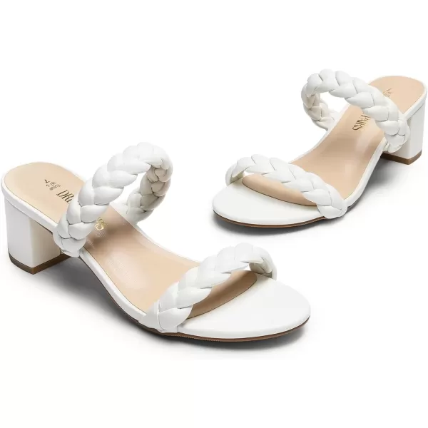 imageDREAM PAIRS Womens Two Braided Strap Low Heels for Women Open Toe Block Chunky Heels Sandals Holiday Party Wedding Dress Pumps ShoesWhite