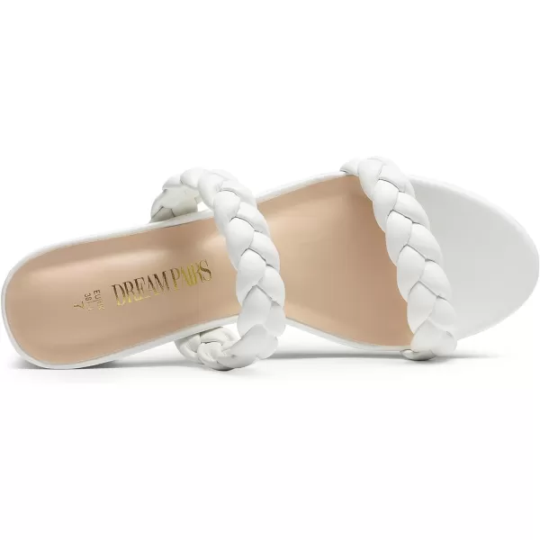 imageDREAM PAIRS Womens Two Braided Strap Low Heels for Women Open Toe Block Chunky Heels Sandals Holiday Party Wedding Dress Pumps ShoesWhite