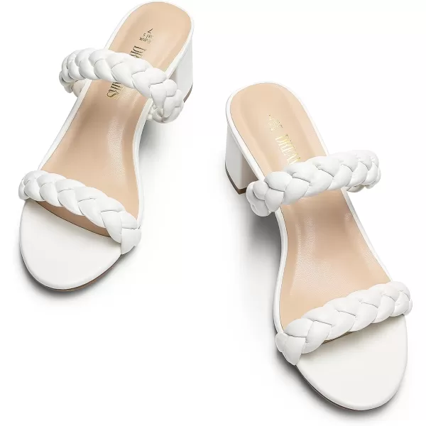 imageDREAM PAIRS Womens Two Braided Strap Low Heels for Women Open Toe Block Chunky Heels Sandals Holiday Party Wedding Dress Pumps ShoesWhite