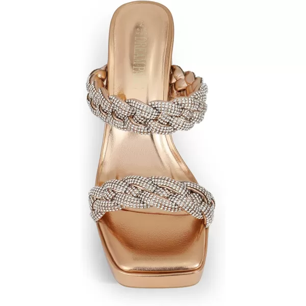 imageDREAM PAIRS Womens Two Rhinestone Braided Strap High Chunky Heels for Women Slip on Open Square Toe Block Platform Heels Sandals Holiday Party Wedding Dress ShoesRose Goldrhinestone