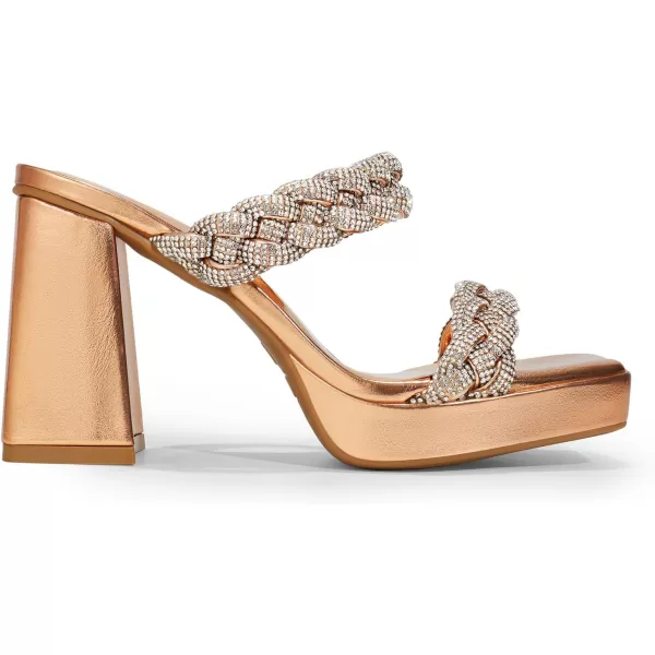 imageDREAM PAIRS Womens Two Rhinestone Braided Strap High Chunky Heels for Women Slip on Open Square Toe Block Platform Heels Sandals Holiday Party Wedding Dress ShoesRose Goldrhinestone