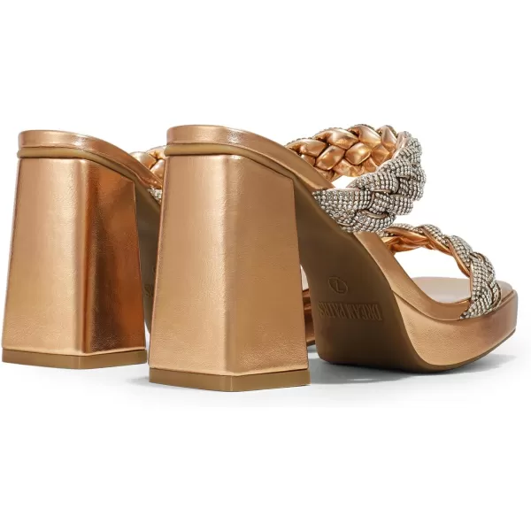 imageDREAM PAIRS Womens Two Rhinestone Braided Strap High Chunky Heels for Women Slip on Open Square Toe Block Platform Heels Sandals Holiday Party Wedding Dress ShoesRose Goldrhinestone