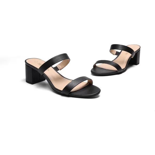 imageDREAM PAIRS Womens Two Strap Open Toe Low Block Chunky Heels Sandals Dress Pumps ShoesBlackPu