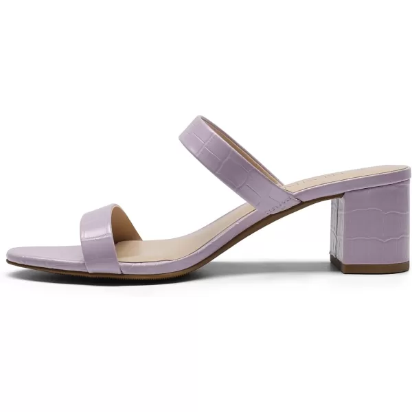imageDREAM PAIRS Womens Two Strap Open Toe Low Block Chunky Heels Sandals Dress Pumps ShoesLilacstone