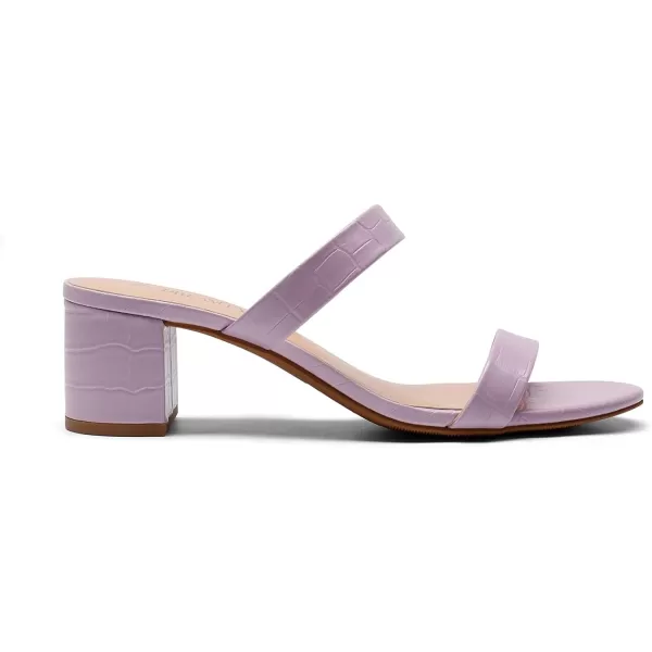 imageDREAM PAIRS Womens Two Strap Open Toe Low Block Chunky Heels Sandals Dress Pumps ShoesLilacstone