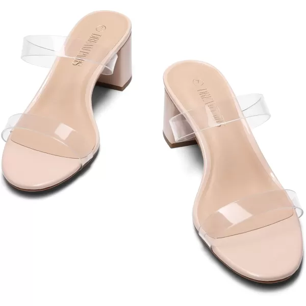 imageDREAM PAIRS Womens Two Strap Open Toe Low Block Chunky Heels Sandals Dress Pumps ShoesNudeTpu