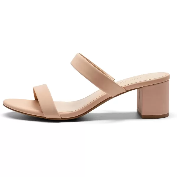 imageDREAM PAIRS Womens Two Strap Open Toe Low Block Chunky Heels Sandals Dress Pumps ShoesNudenubuck