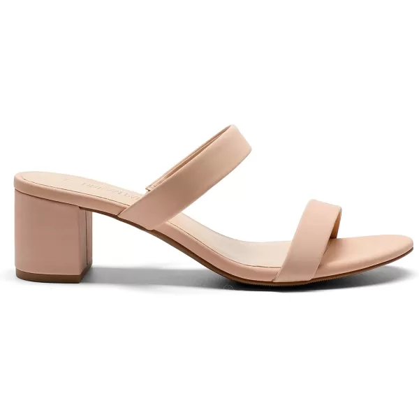 imageDREAM PAIRS Womens Two Strap Open Toe Low Block Chunky Heels Sandals Dress Pumps ShoesNudenubuck