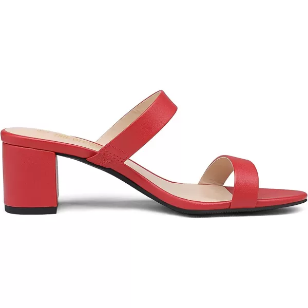 imageDREAM PAIRS Womens Two Strap Open Toe Low Block Chunky Heels Sandals Dress Pumps ShoesRedPu