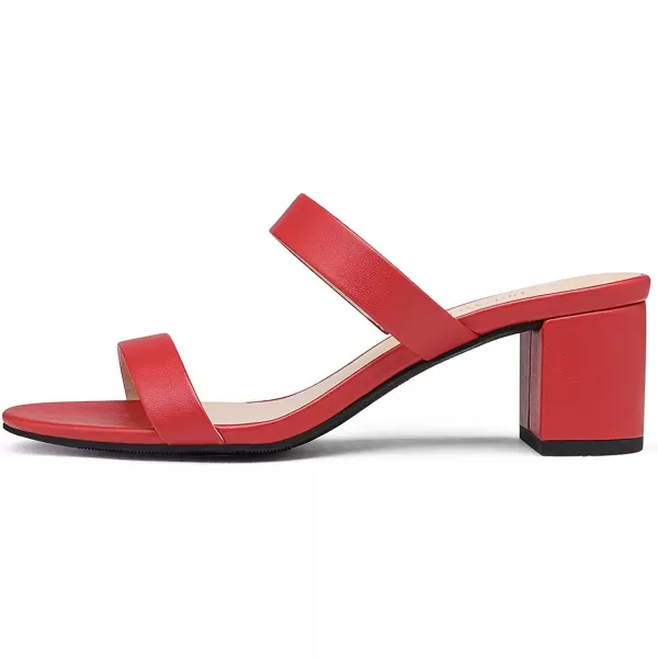 imageDREAM PAIRS Womens Two Strap Open Toe Low Block Chunky Heels Sandals Dress Pumps ShoesRedPu