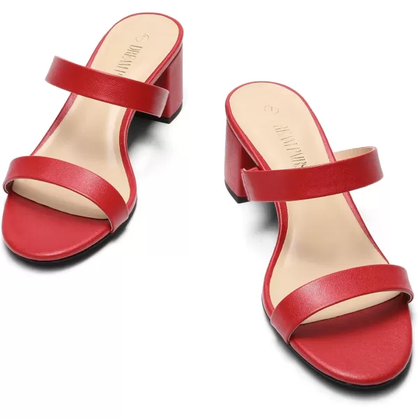imageDREAM PAIRS Womens Two Strap Open Toe Low Block Chunky Heels Sandals Dress Pumps ShoesRedPu