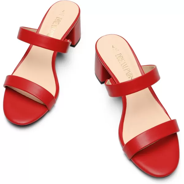 imageDREAM PAIRS Womens Two Strap Open Toe Low Block Chunky Heels Sandals Dress Pumps ShoesRedpu