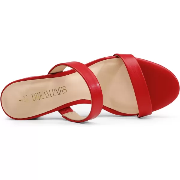 imageDREAM PAIRS Womens Two Strap Open Toe Low Block Chunky Heels Sandals Dress Pumps ShoesRedpu