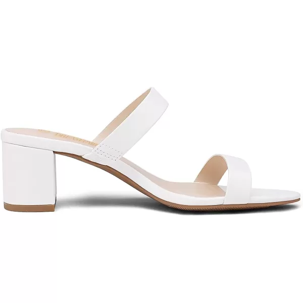 imageDREAM PAIRS Womens Two Strap Open Toe Low Block Chunky Heels Sandals Dress Pumps ShoesWhitePu