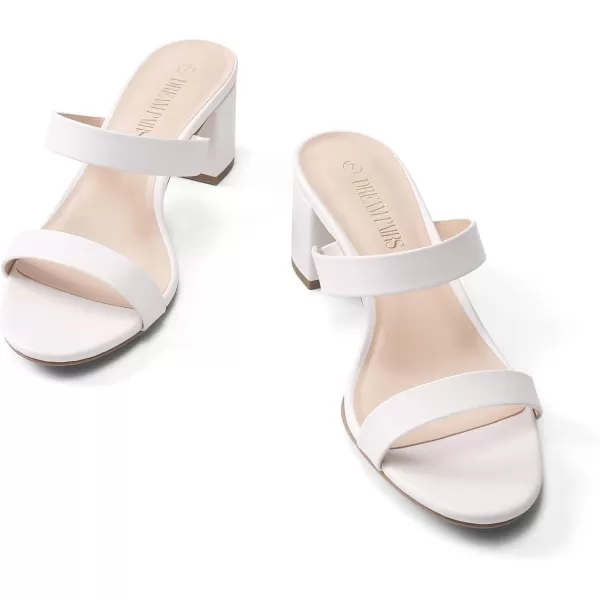 imageDREAM PAIRS Womens Two Strap Open Toe Low Block Chunky Heels Sandals Dress Pumps ShoesWhitePu