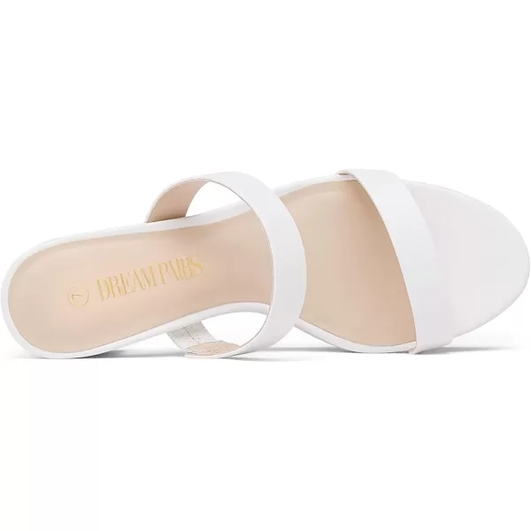 imageDREAM PAIRS Womens Two Strap Open Toe Low Block Chunky Heels Sandals Dress Pumps ShoesWhitePu