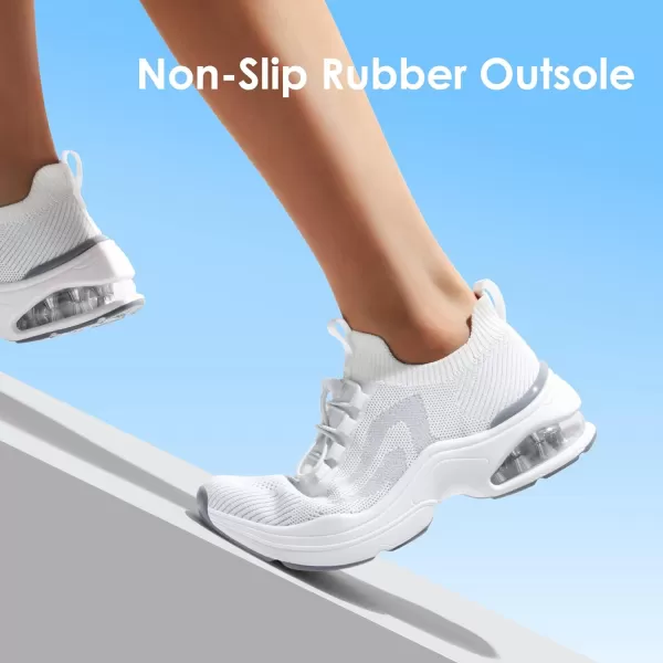 imageDREAM PAIRS Womens Walking Sneakers Slipon Air Cushion Slip Resistant Tennis Shoes  Breathable Upper  Removable Insole  Casual Gym Workout Nurse Restaurant Work ShoeWhite