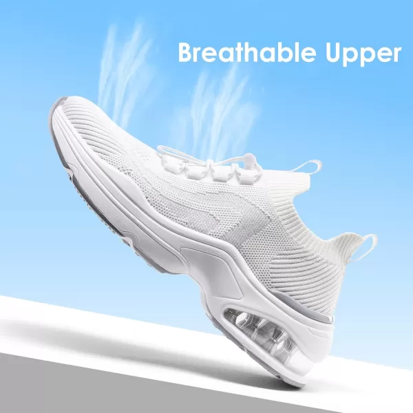 imageDREAM PAIRS Womens Walking Sneakers Slipon Air Cushion Slip Resistant Tennis Shoes  Breathable Upper  Removable Insole  Casual Gym Workout Nurse Restaurant Work ShoeWhite