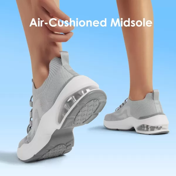 imageDREAM PAIRS Womens Walking Sneakers Slipon Air Cushion Slip Resistant Tennis Shoes  Breathable Upper  Removable Insole  Casual Gym Workout Nurse Restaurant Work ShoeGrey