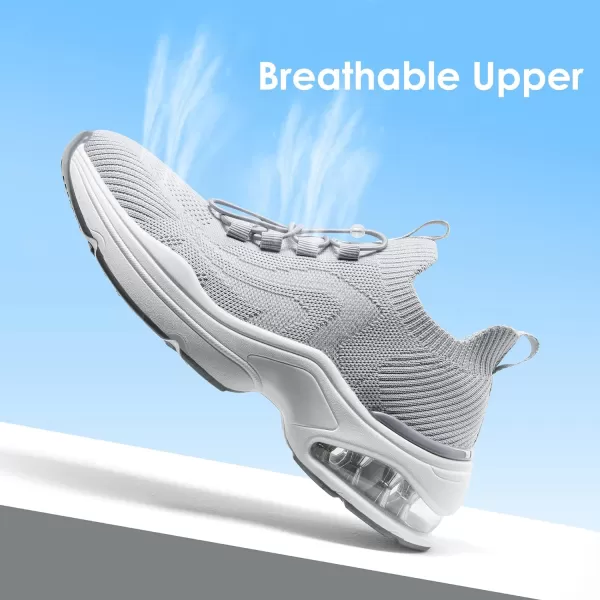 imageDREAM PAIRS Womens Walking Sneakers Slipon Air Cushion Slip Resistant Tennis Shoes  Breathable Upper  Removable Insole  Casual Gym Workout Nurse Restaurant Work ShoeGrey