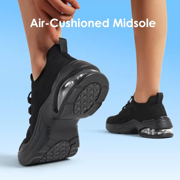 imageDREAM PAIRS Womens Walking Sneakers Slipon Air Cushion Slip Resistant Tennis Shoes  Breathable Upper  Removable Insole  Casual Gym Workout Nurse Restaurant Work ShoeBlack Monochrome