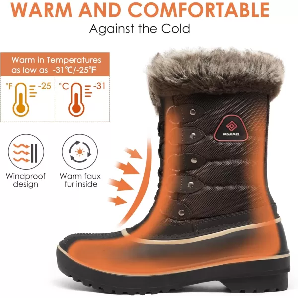 imageDREAM PAIRS Womens Warm Faux Fur Lined Mid Calf Winter Snow BootsDpcanadabrown