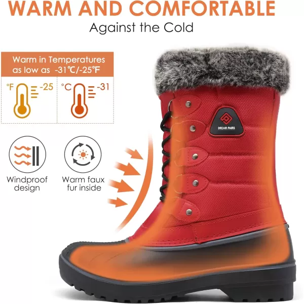 imageDREAM PAIRS Womens Warm Faux Fur Lined Mid Calf Winter Snow BootsRed