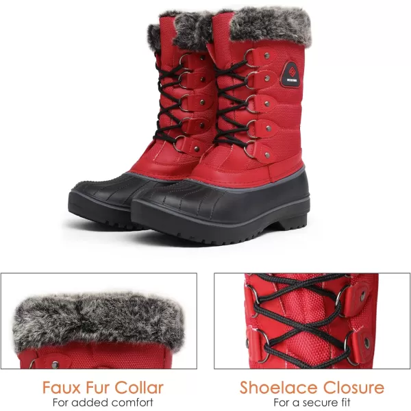 imageDREAM PAIRS Womens Warm Faux Fur Lined Mid Calf Winter Snow BootsRed