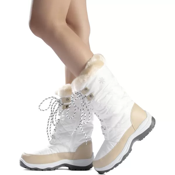 imageDREAM PAIRS Womens Warm Faux Fur Lined MidCalf Winter Snow BootsGooseBeige White