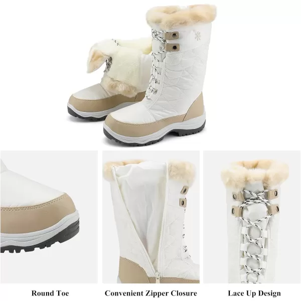 imageDREAM PAIRS Womens Warm Faux Fur Lined MidCalf Winter Snow BootsGooseBeige White