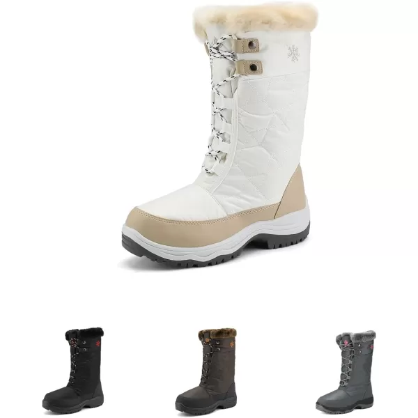 imageDREAM PAIRS Womens Warm Faux Fur Lined MidCalf Winter Snow BootsGooseBeige White