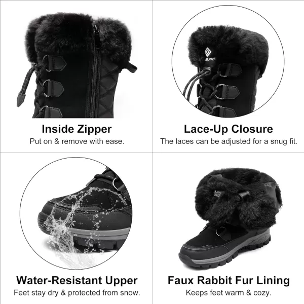 imageDREAM PAIRS Womens Waterproof Winter Snow Boots Warm Comfortable Faux Fur Insulated NonSlip Outdoor LaceUp Mid Calf BootiesBlack