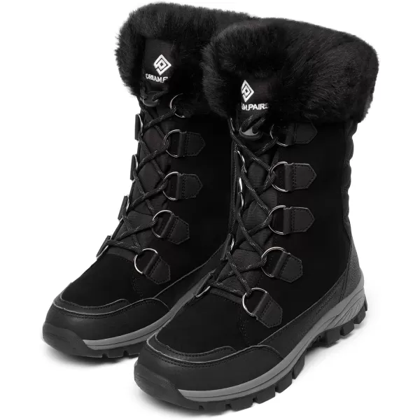 imageDREAM PAIRS Womens Waterproof Winter Snow Boots Warm Comfortable Faux Fur Insulated NonSlip Outdoor LaceUp Mid Calf BootiesBlack