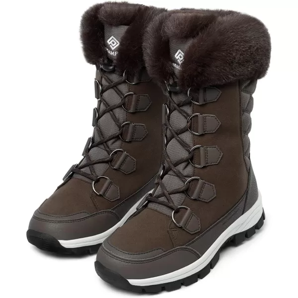 imageDREAM PAIRS Womens Waterproof Winter Snow Boots Warm Comfortable Faux Fur Insulated NonSlip Outdoor LaceUp Mid Calf BootiesBrown