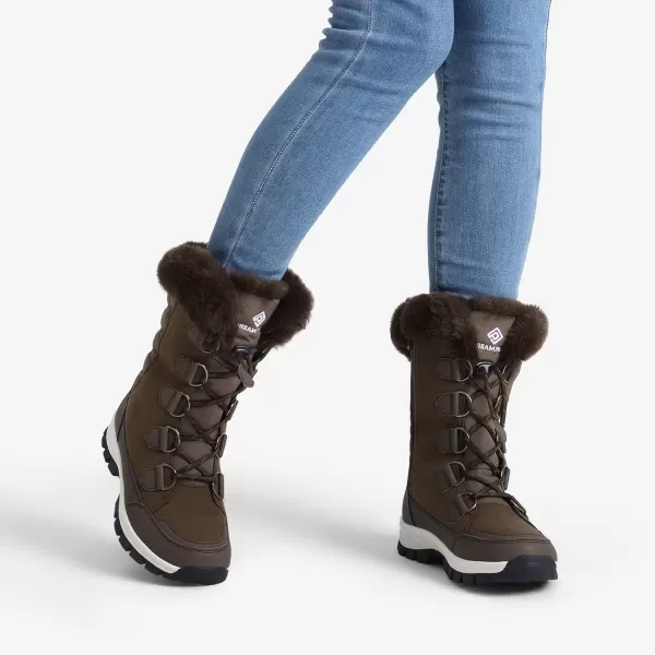 imageDREAM PAIRS Womens Waterproof Winter Snow Boots Warm Comfortable Faux Fur Insulated NonSlip Outdoor LaceUp Mid Calf BootiesBrown
