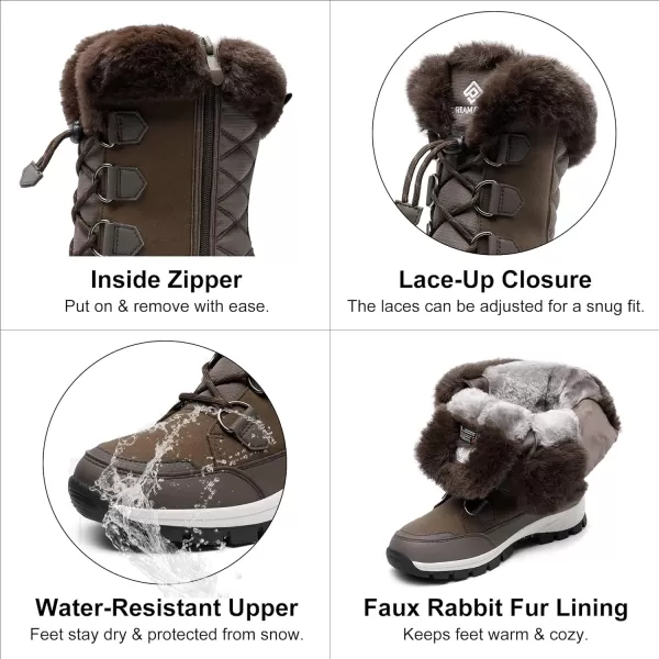imageDREAM PAIRS Womens Waterproof Winter Snow Boots Warm Comfortable Faux Fur Insulated NonSlip Outdoor LaceUp Mid Calf BootiesBrown